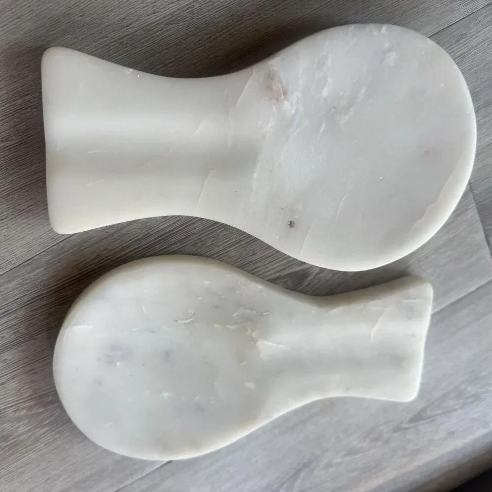 Set of 2 White Marble Chopstick Rest Spoon Holder Sushi Tableware Set India 8.5